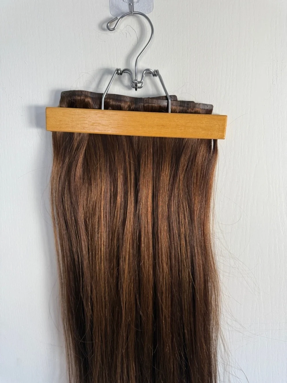 20” Clip-in Human Hair Extensions Spiral Brown Sugar Highlights 7 pcs